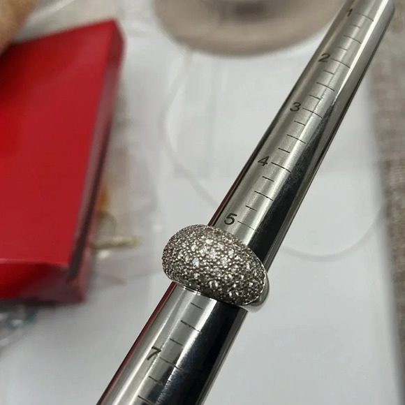 Sterling Silver 925 Pave CZ Dome Ring Size 5.75 - Picture 9 of 10